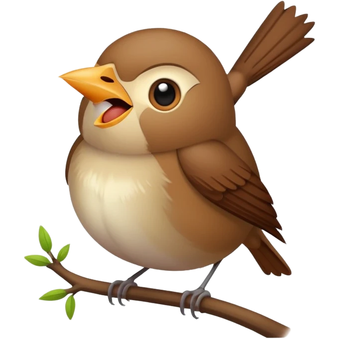 nightingale bird singing, small brown songbird emoji