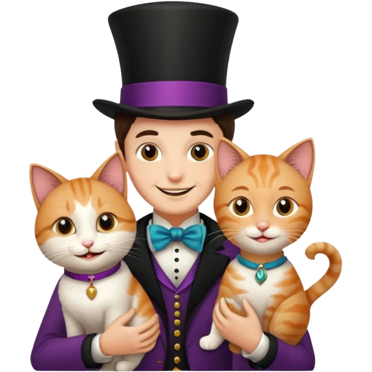 magician couple and their pet cat emoji