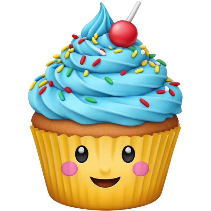 cute cupcake with a smiling face emoji