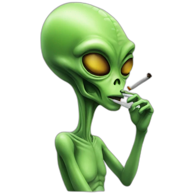 an alien smoking emoji