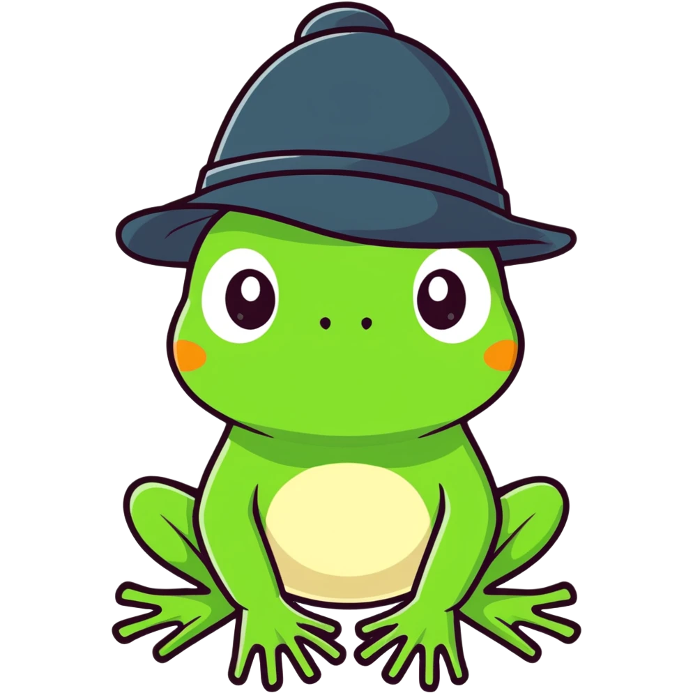 Frog with a hat emoji