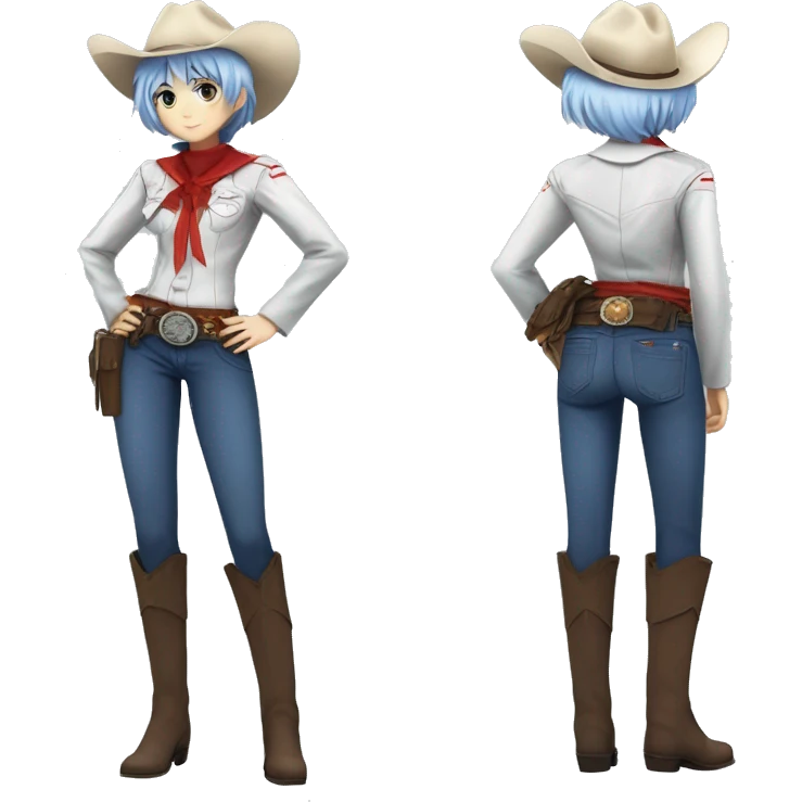 Rei ayanami in a cowboy costume, teen, full body emoji