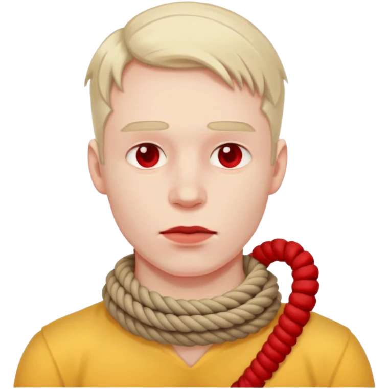A man suffocating himself with a rope around his throat tight emoji
