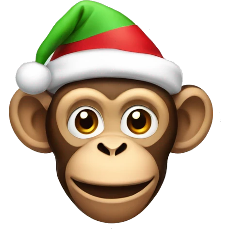 Monkey in Christmas hat emoji