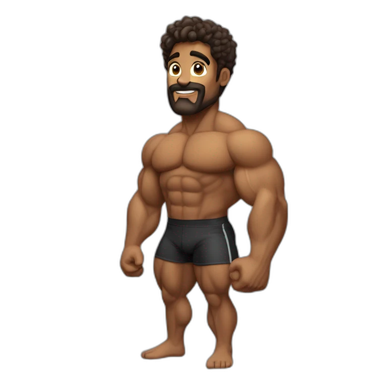 Bodybuilder pelo castaño sin barba emoji