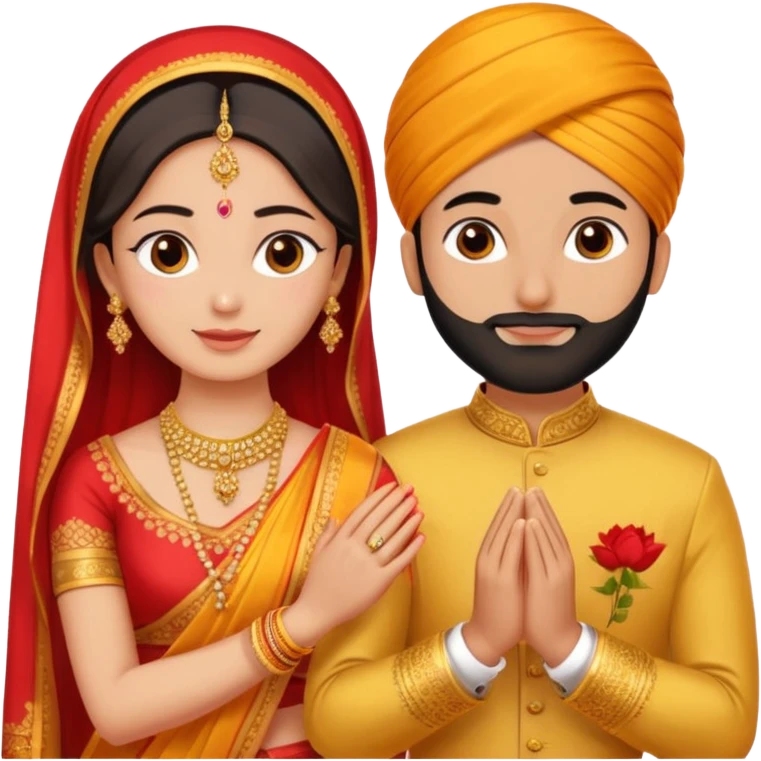 Two hands in a engagement..One hand of groom and one hand of bride. Bride dress - red/yellow saree. groom- light orange punjabi emoji