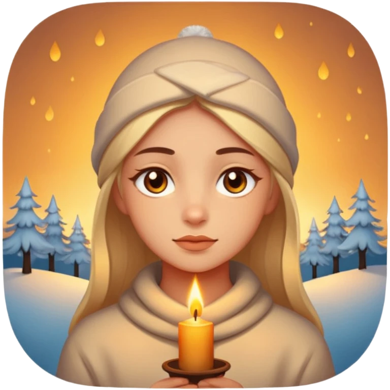 Fantasy human portrait emoji, warm candlelight reflection in eyes, winter evening mood, no extra accessories, emotional minimalism, clean emoji style, male/female variant
 emoji