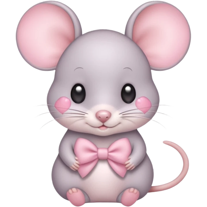 Cute aesthetic and pastel colors mouse with a bow with baby pink hearts one her adorable eyes emoji