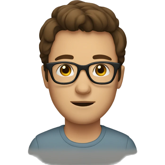 a man with brown hair and glasses in bed emoji