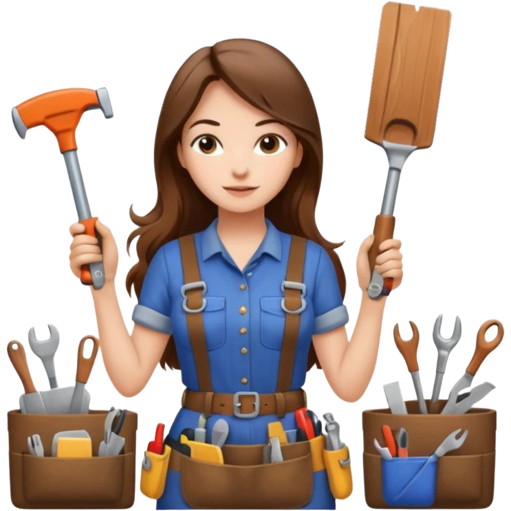 beautiful girl with long brown hair renovating her kitchen emoji