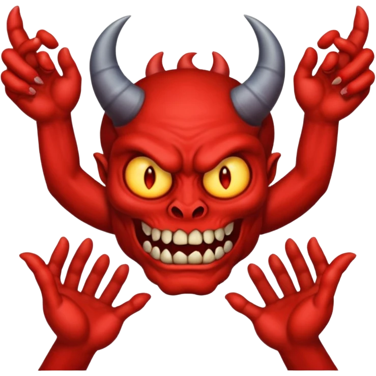 A demon with 2 hands 1 is holding 9 and the other 1 is holding 11 emoji
