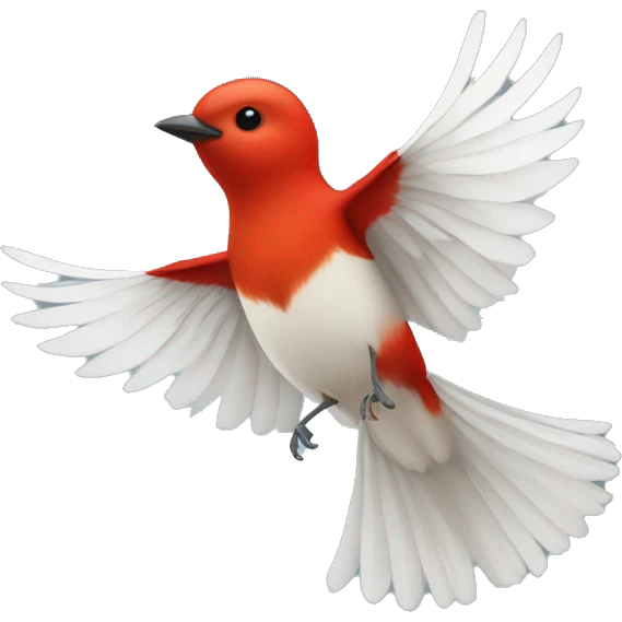 red male flycatcher bird flying with white accent feathers emoji