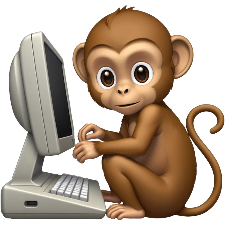 monkey browsing on 90's computer emoji