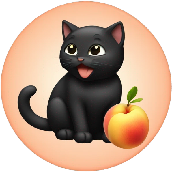 Black cat licking a peach  emoji