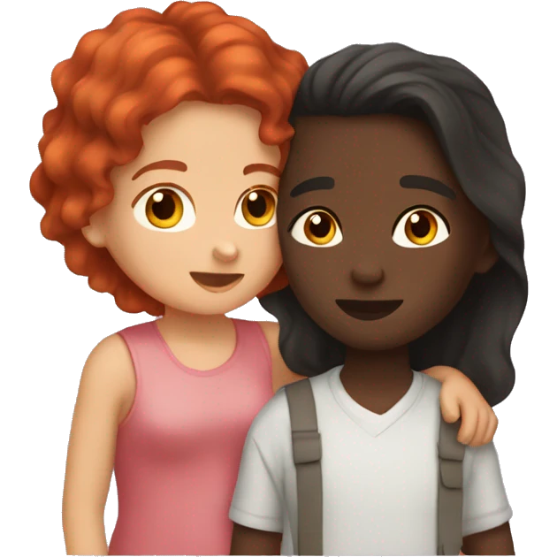 boy with red hair kissing a girl with dark skin and long brown hair  emoji