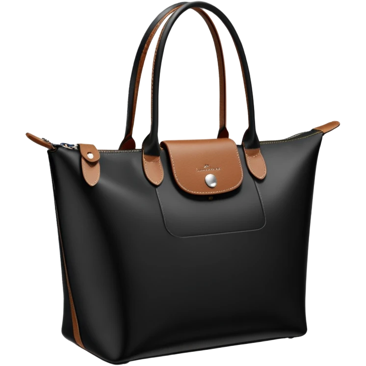black Longchamp tote bag, side view emoji