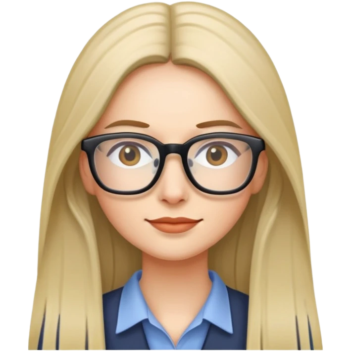 long straight haired with glasses emoji