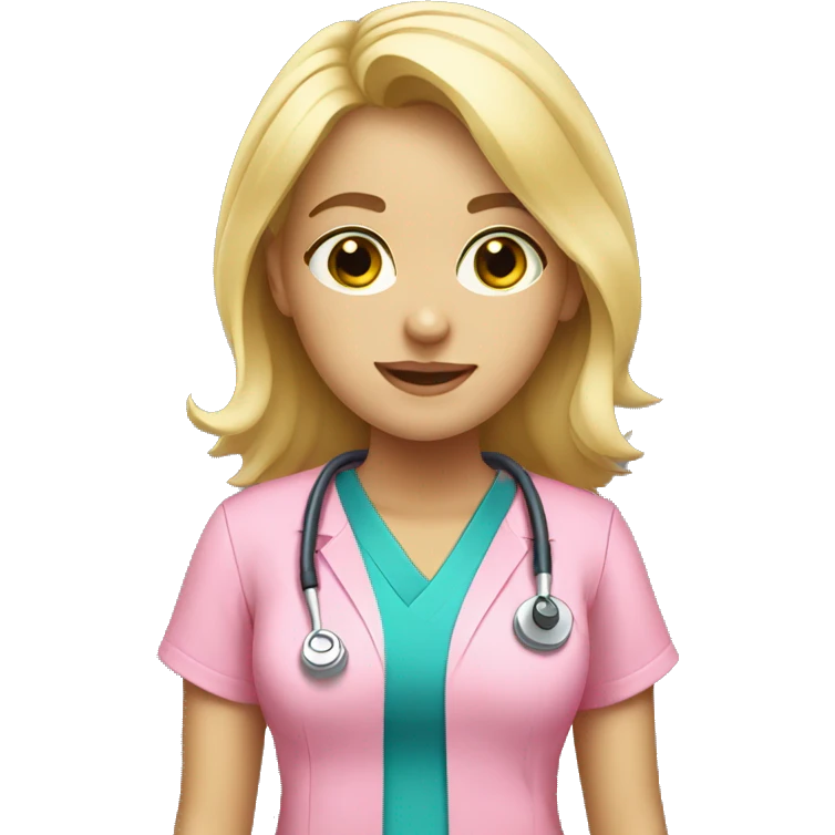 Blonde girl in pink scrubs emoji