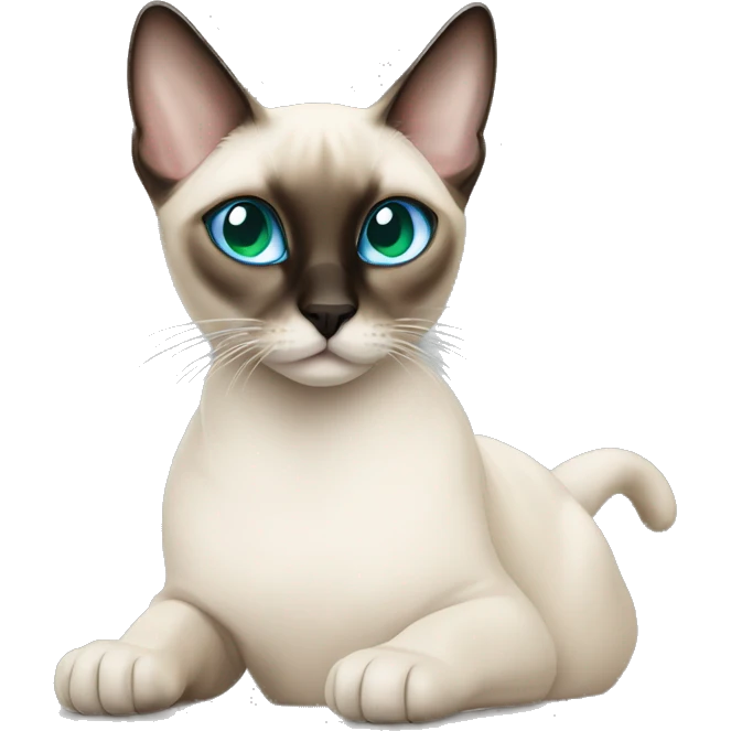 Siamese cat with one green eye and one blue eye emoji