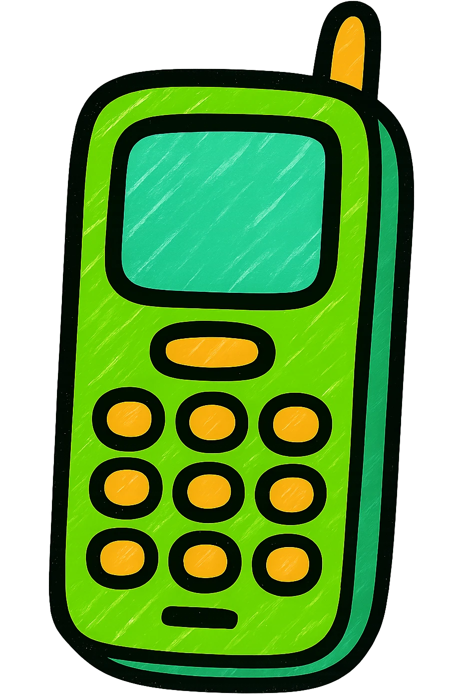 cell phone, professional style, green gold and white color scheme, bold and clear, suitable for digital use emoji
