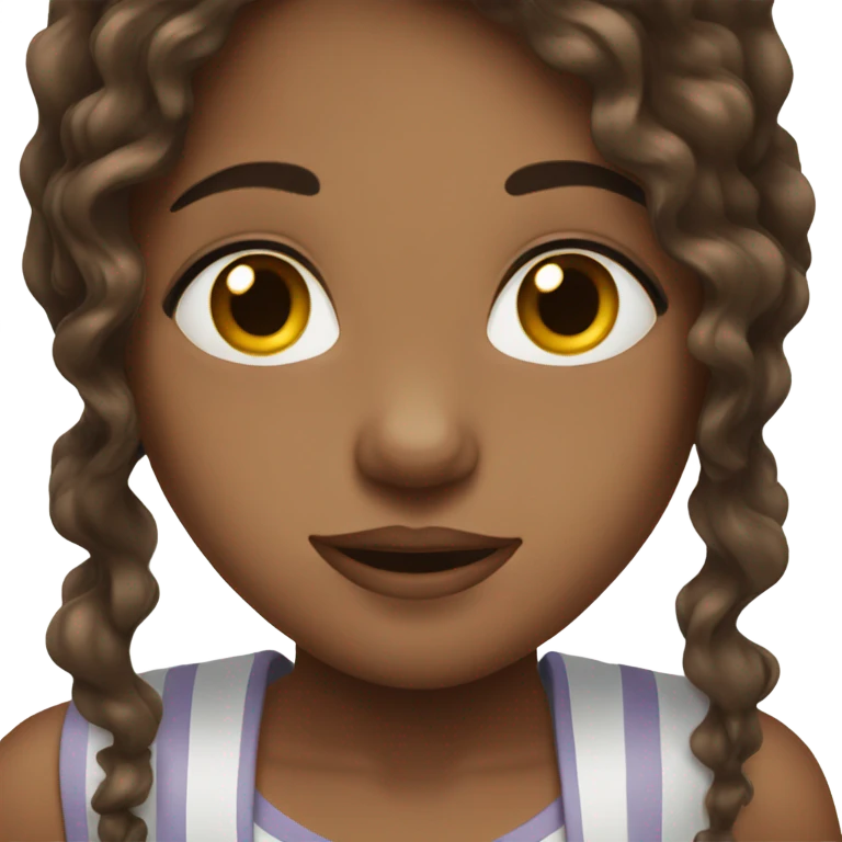 dark brown hair brown eye girl wavy haircut  emoji