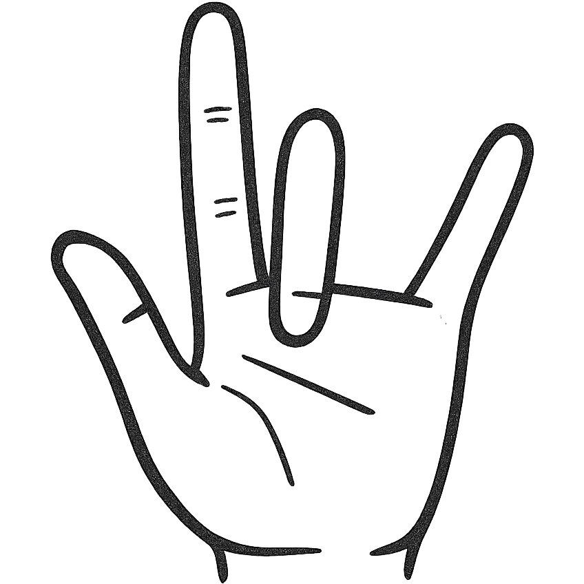 minimal line art hand gesture with the fourth finger (ring finger) hidden emoji