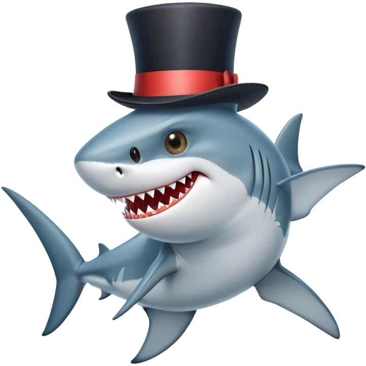Shark with a tophat emoji