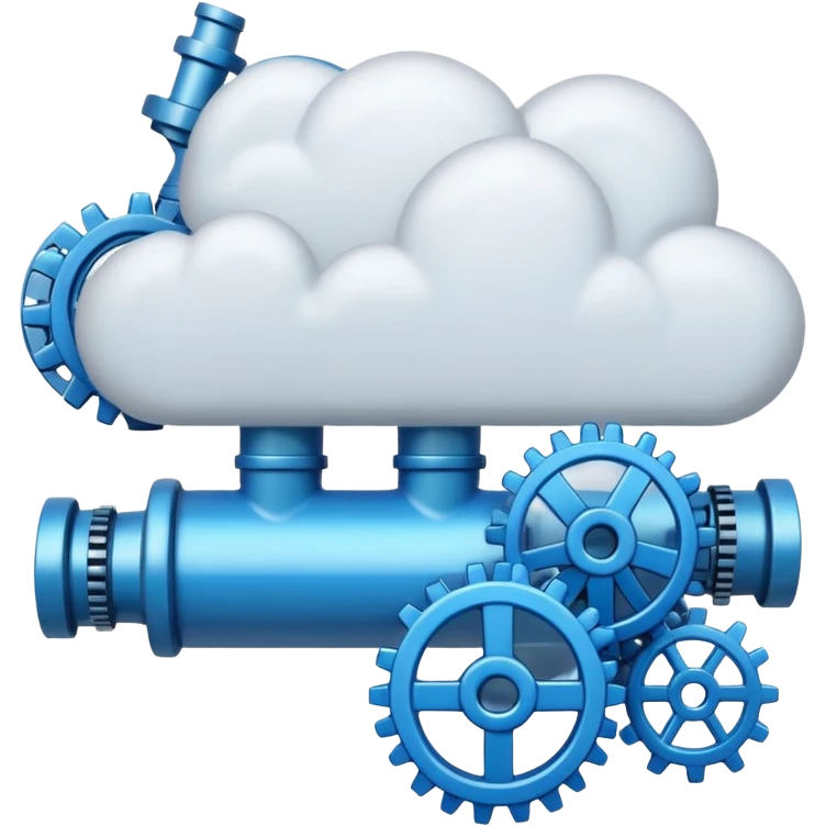 cloud with gears and a pipeline connecting code to deployment, representing Azure Pipelines emoji