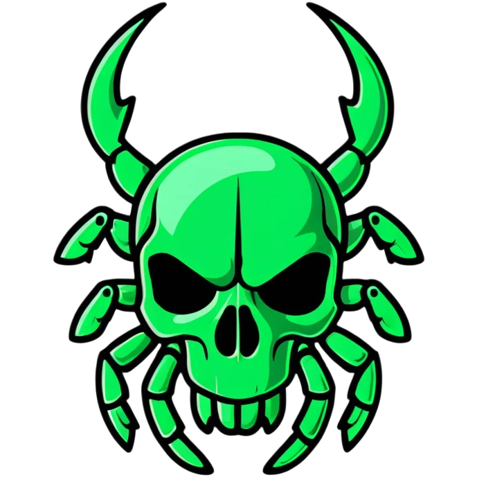green shiny scarab with a skull as its body emoji