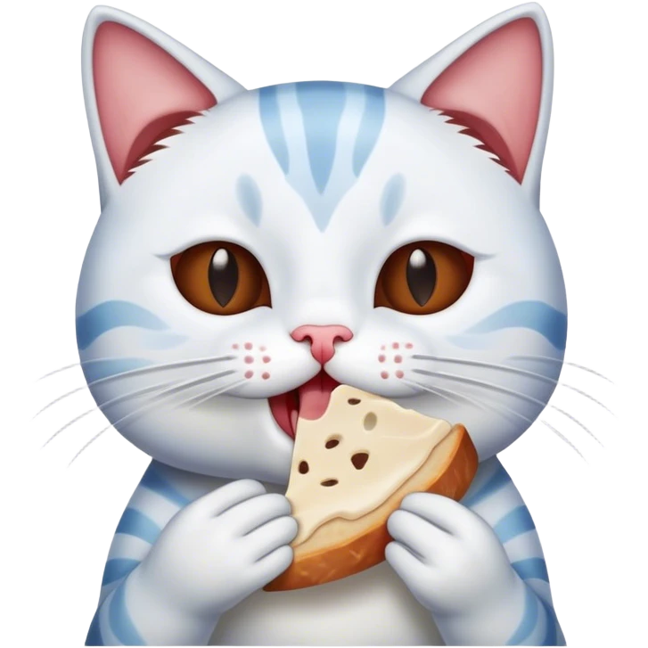 cat holds a slice of lard in his mouth emoji