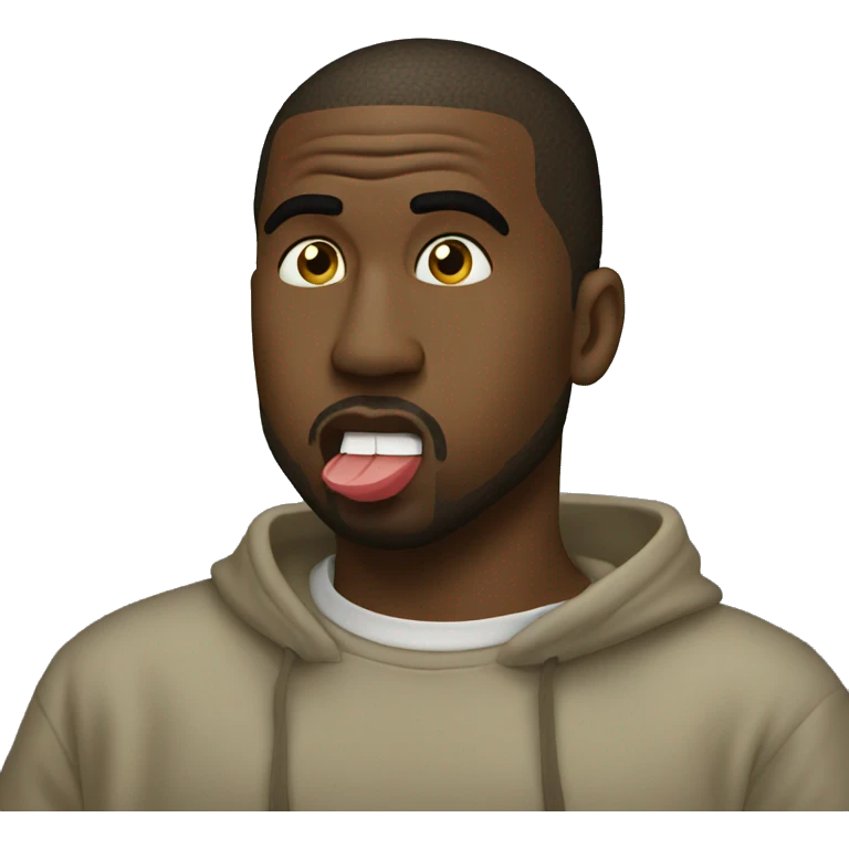 Kanye west with one finger on his mouth shushing  emoji