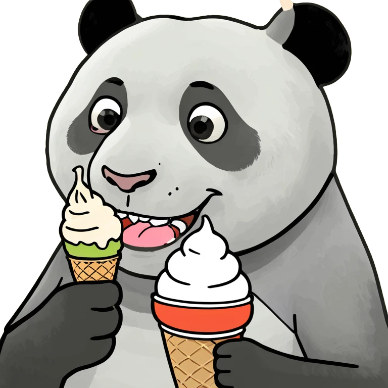 Panda eating ice cream emoji