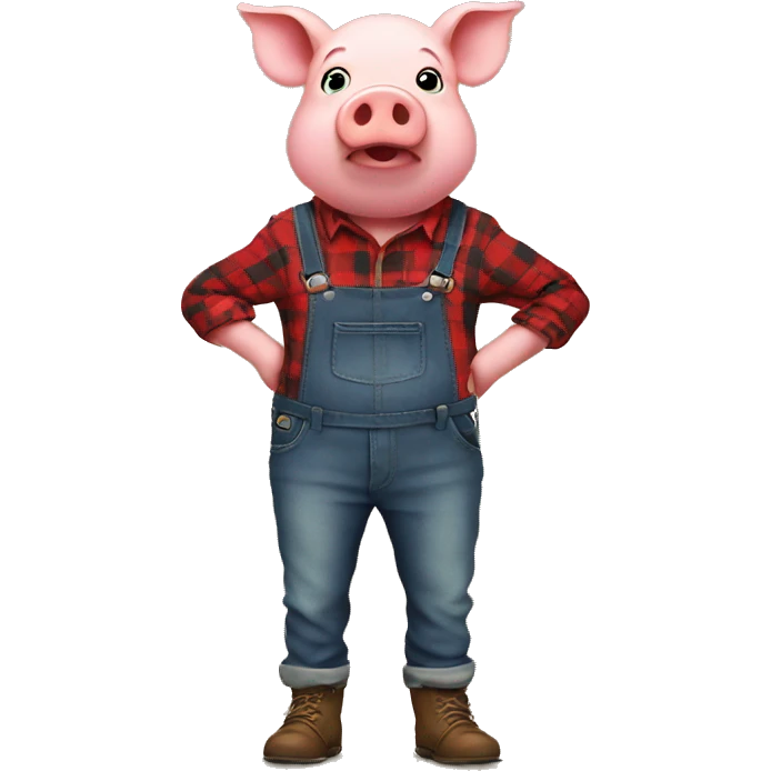Pig standing like a human wearing a red flannel emoji