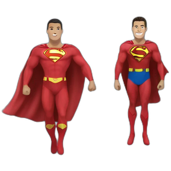 Ronaldo in the sky with super man emoji