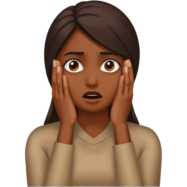 Brown Woman shielding her face in fear  emoji