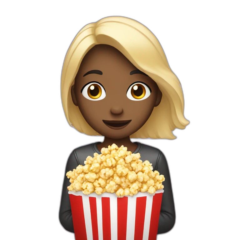 Une fille qui regarde un film avec du popcorn emoji