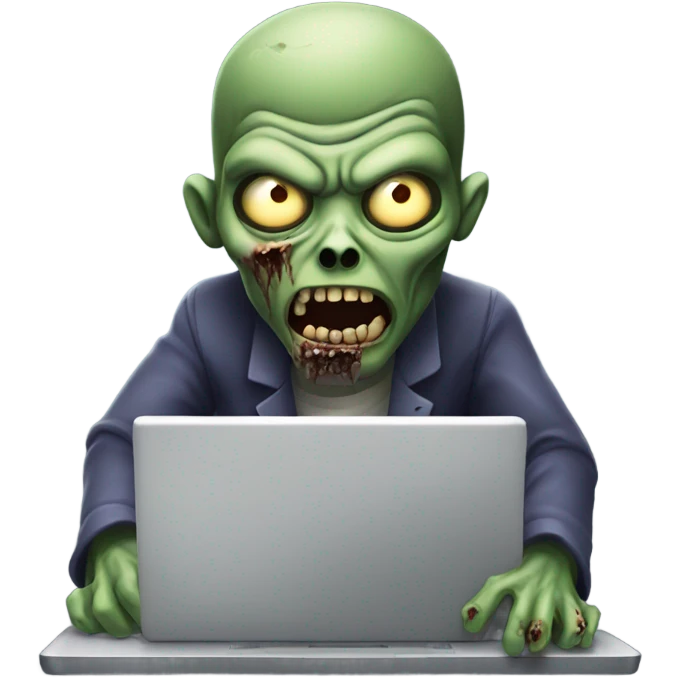Zombie typing on laptop evil emoji