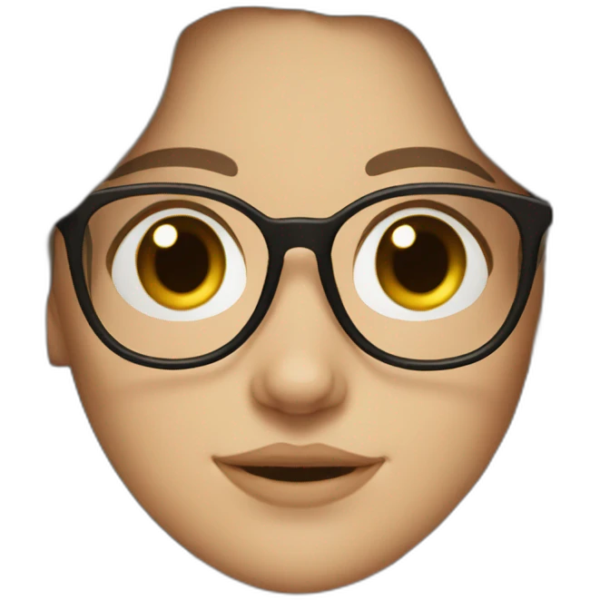 White Girl with wavy dark brown long hair, brown eyes and glasses emoji