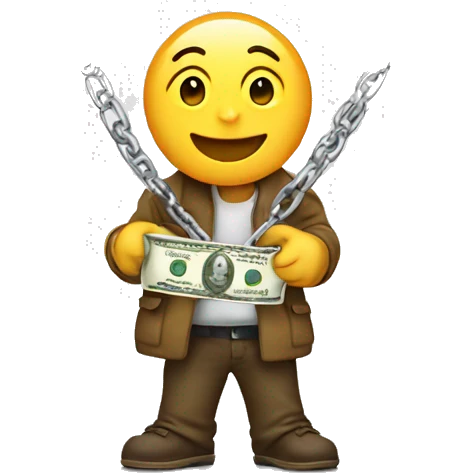 Emoji holding money and wearing a chain emoji