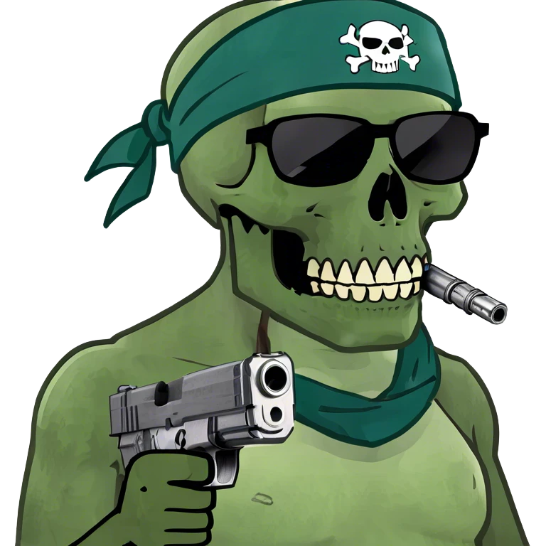 Skull with Guns next to it and the usa as background emoji