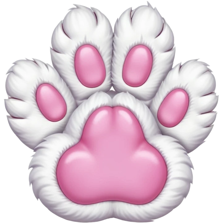 Furry white Cat paw with six toes emoji