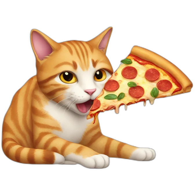 Cat eating pizza emoji