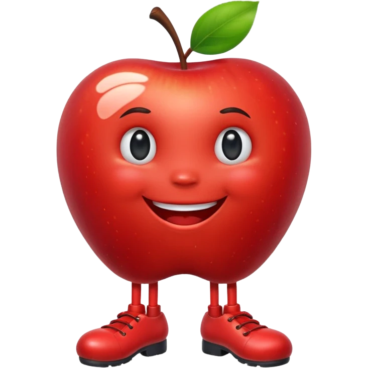 Make a apple with legs and a smile face emoji