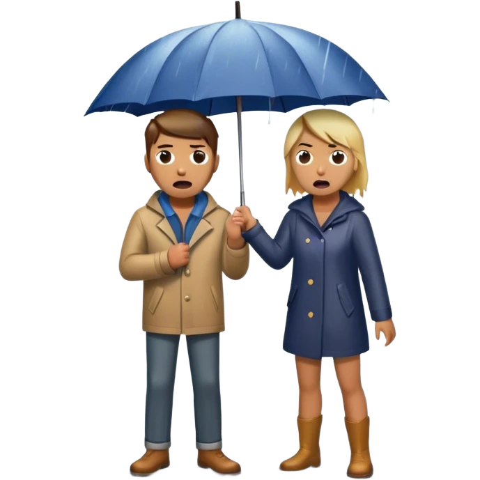 A person stands in the rain holding an umbrella, while another person (the narcissist) screams at the storm, getting drenched. The first person looks calm and dry, choosing to protect themselves rather than fight the uncontrollable.  emoji