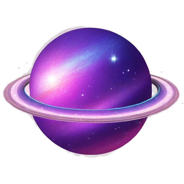 sparkly glittery blue purple and pink glitter planet with white saturn ring emoji