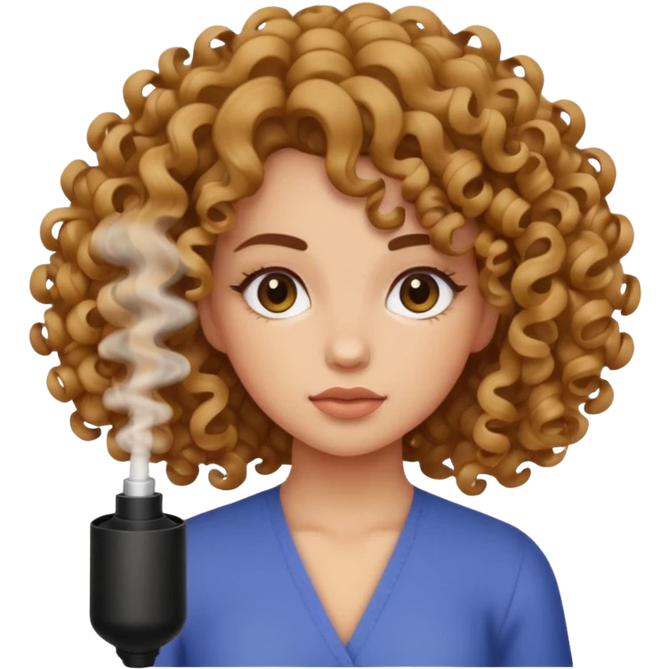 a girl scrunching her curls with a defuser emoji