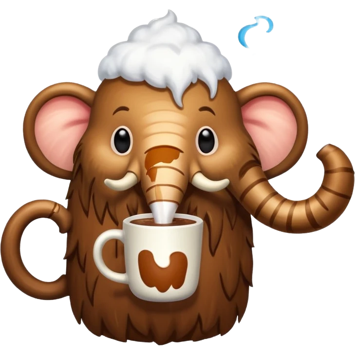 A mammoth who drinks a hot chocolate emoji