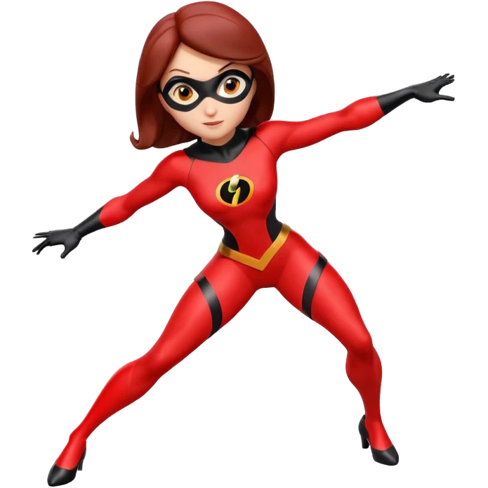 Isolated, detaile illustration of the most incredibly adorable superhero Elastigirl
figurine imaginable, toy style. emoji