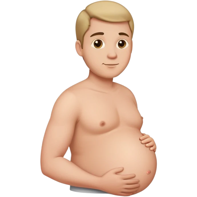 Pregnant man with large baby bump facing left emoji
