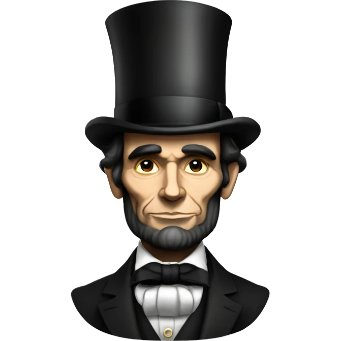 Abraham Lincoln wearing a stove top hat and a tie and the image is color emoji